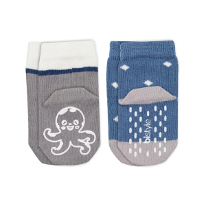 Bistyle Hayvan Figürlü Kaymaz Erkek Soket Çorap 2'Li BS10119 İndigo
