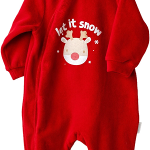 Andywawa AC25332 Happy Newyear Kadife Bebek Tulum Red