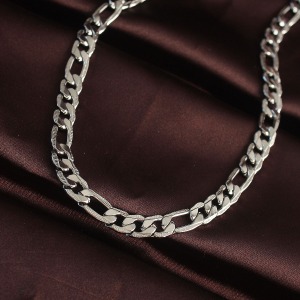 316L Çelik Gümüş Renk Ezme Zincirli Erkek Kolye