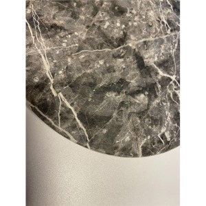 OUTLET Akayev Mermer 28 Cm Altın Boncuk Ayaklı Siyah Yuvarlak Sunum Tabağı Hatalı