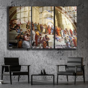 Ünlü Ressamlar ve Yapıtları Modern Yaşam Alanları İçin 3'lü Dikey Cam Tablo 691