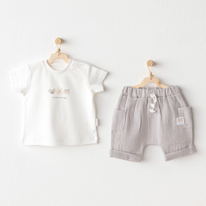 Andywawa Ac25847 Happy Animals 2'li Bebek Takım Grey
