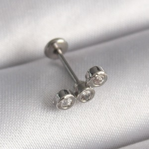 316L Çelik Gümüş Renk Zirkon Taşlı Tragus Piercing