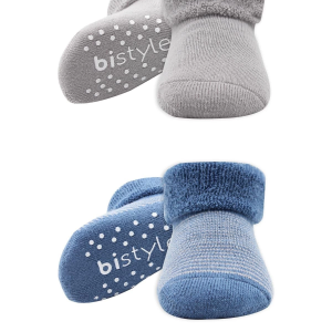 Bistyle Çemberli Kaymaz Havlu Soket Çorap 2'Li BS10503 İndigo Gri