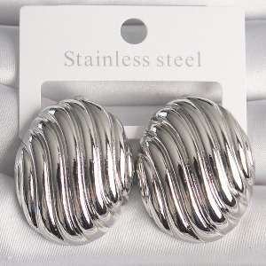 Pirinç Gümüş Renk İşlemeli Oval Model Kadın Küpe