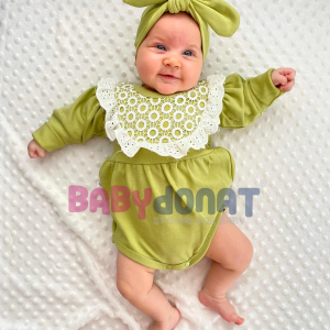 3-12 Ay Kız Bebek Tulum KARPUZ KOLLU Yeşil