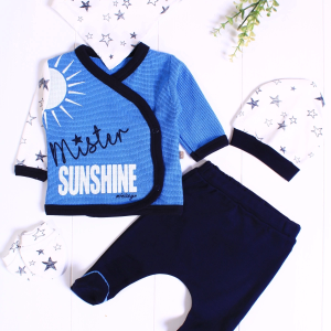 Yeni Doğan Sun Shine 5'li Erkek Bebek Hastane Çıkışı Mavi