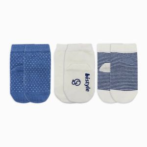 Bistyle Puanlı Kaymaz Penye Soket Çorap 3'Lü BS10108 İndigo