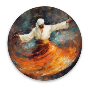 Djital Baskı Yuvarlak Cam Tablo 343