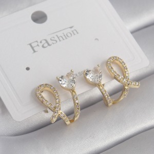 Pirinç Gold Renk Zirkon Taşlı Kadın Küpe