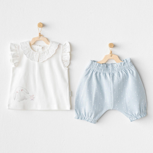 Andywawa Ac25630 Cuddly Bunny Bear 2'li Bebe Takım Blue