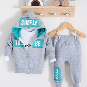 3-18 Ay Erkek Bebek Takımı Simply Kapişonlu 3'lü Yeşil