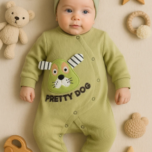 3-18 Ay Pretty Dog Kız Bebek Tulumu Bandanalı Yeşil