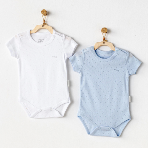 Andywawa Ac25554 Sleeve Jacquard 2'li Basic Body Blue White