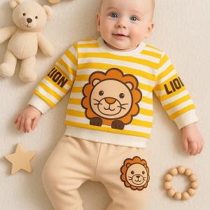 3-18 Ay Erkek Bebek Alt&Üst Takımı Aslan 2'li Sarı