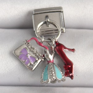 316L Çelik Gümüş Renk Çanta Elbise Model Nomination Charm