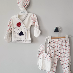 Erkek Bebek Kutulu Tavşan 5li Zıbın Seti