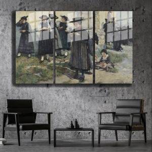 Ünlü Ressamlar ve Yapıtları Modern Yaşam Alanları İçin 3'lü Dikey Cam Tablo 664