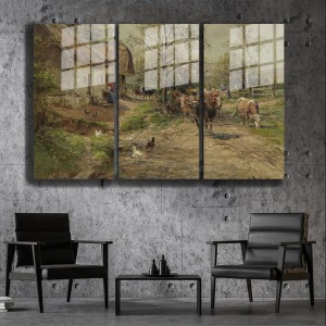 Ünlü Ressamlar ve Yapıtları Modern Yaşam Alanları İçin 3'lü Dikey Cam Tablo 123