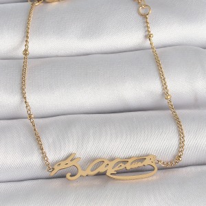 316L Çelik Gold Renk Atatürk İmza Model Kadın Bileklik