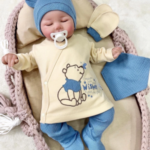 3 Ay Bebek Hastane Çıkışı Waffle Natural 5'li Erkek Mavi