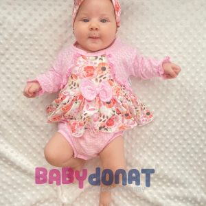 3-12 Ay Bahar Çiçekleri Bandanalı Kız Bebek Romper Pembe