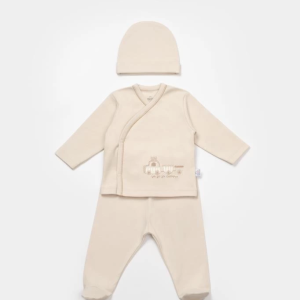 Bibaby Bimini Canvas Trains Boy 3'lü Set 73349 Latte