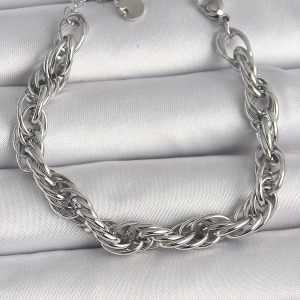 316L Çelik Gümüş Renk Burgu Zincir Model Kadın Bileklik