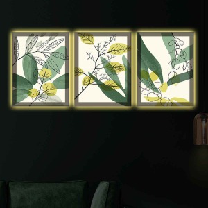 YEŞİL YAPRAKLAR 3LÜ KANVAS TABLO