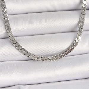 316L Çelik Gümüş Renk Yassı Zincir Model Erkek Kolye