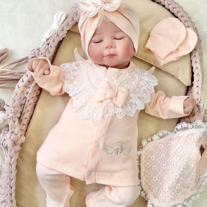 0-3 Ay Melek Kanatlı 5'li Kız Bebek Hastane Takımı Somon