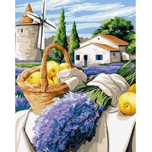  Değirmendeki Lavanta Sayılarla Boyama Seti  Kasnaklı  40 x 50
