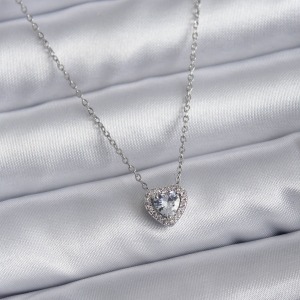 316L Çelik Zincir Zirkon Taşlı Charm Kadın Kolye