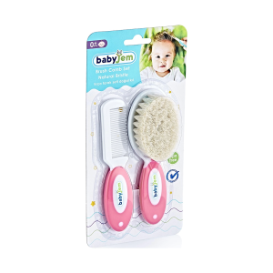 Babyjem Doğal Kıl Fırça Tarak Seti 519 Pembe