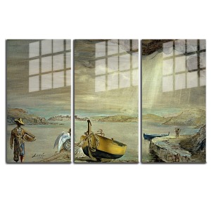 Ünlü Ressamlar ve Yapıtları Modern Yaşam Alanları İçin 3'lü Dikey Cam Tablo 633