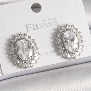 Pirinç Gümüş Renk Zirkon Taşlı Kadın Küpe