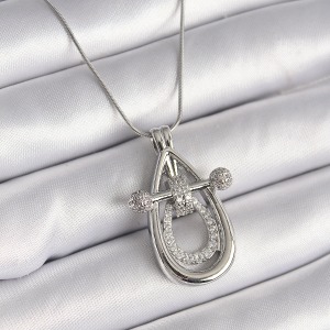 316L Çelik Gümüş Renk Zirkon Taşlı Damla Model Kadın Kolye