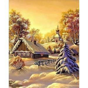  Bir Kış Manzarası Sayılarla Boyama Seti  Kasnaklı  40 x 50