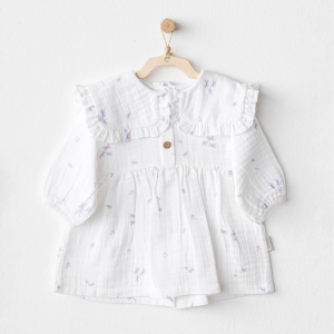 Andywawa Ac25585 Magical Butterfly Müslin Bebek Elbise White