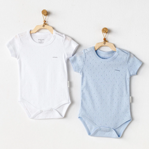 Andywawa Ac25554 Sleeve Jacquard 2'li Basic Body Blue White