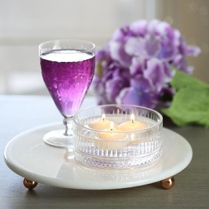 Akayev Mermer 28 Cm Rose Gold Boncuk Ayaklı Beyaz Yuvarlak Sunumluk