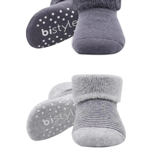 Bistyle Çemberli Kaymaz Havlu Soket Çorap 2'Li BS10503 Gri-Antrasit