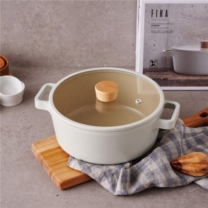 Neoflam Fika Bej 22 Cm Döküm Kısa Tencere