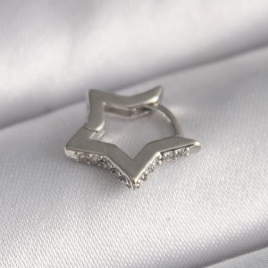 316L Çelik Gümüş Renk Zirkon Taş Detay Yıldız Model Tragus Piercing