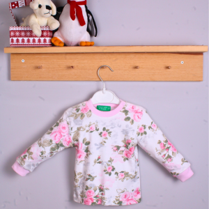 Büyük Çiçek Desenli Kız Bebek Eşofman Takımı Pembe