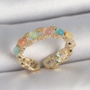 Pirinç Gold Renk Renkli Mineli Ayarlanabilir Model Kadın Kolye