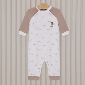 U.S.Polo Erkek Bebek Uzun Kol Patiksiz Tulum USB2020 Krem