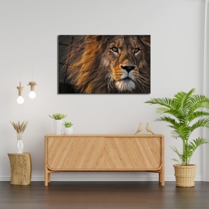 Aslan Hayvan Cam Tablo