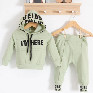 3-18 Ay Erkek Bebek Takımı I'm Here 2'li Yeşil