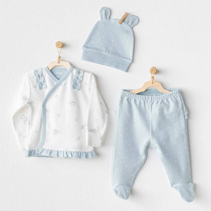 Andywawa Ac25646 Cuddly Bunny Bear 3'lü Zıbın Set Blue